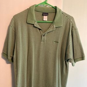 Patagonia 3 button polo, organic cotton - striped - Men's Medium